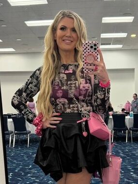 Forever 21 Black Sheer Barbie Mesh Long Sleeve Top